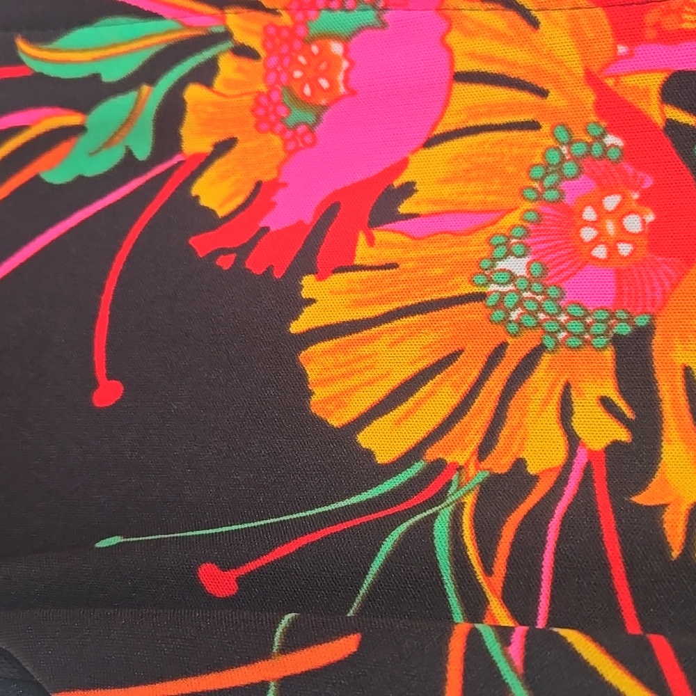 Vintage 70s Floral Maxi Black Hostess Cocktail Evening Party Dress | Size M - Picture 3 of 16
